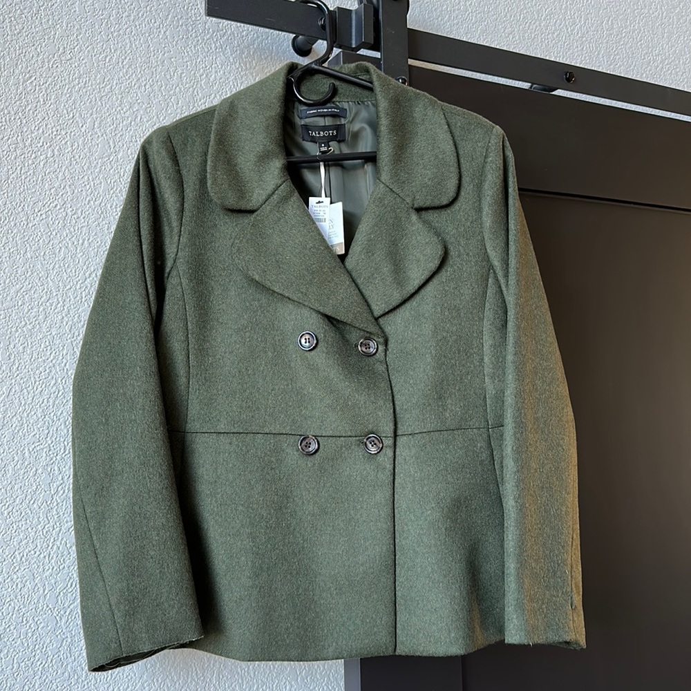 ⭐️ NWT Talbots - Green Wool Jacket, SZ 8 - Italian-Woven Fabric